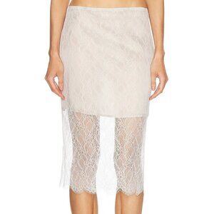 New Enza Costa Sheer Lace Slip Skirt in Off White midi